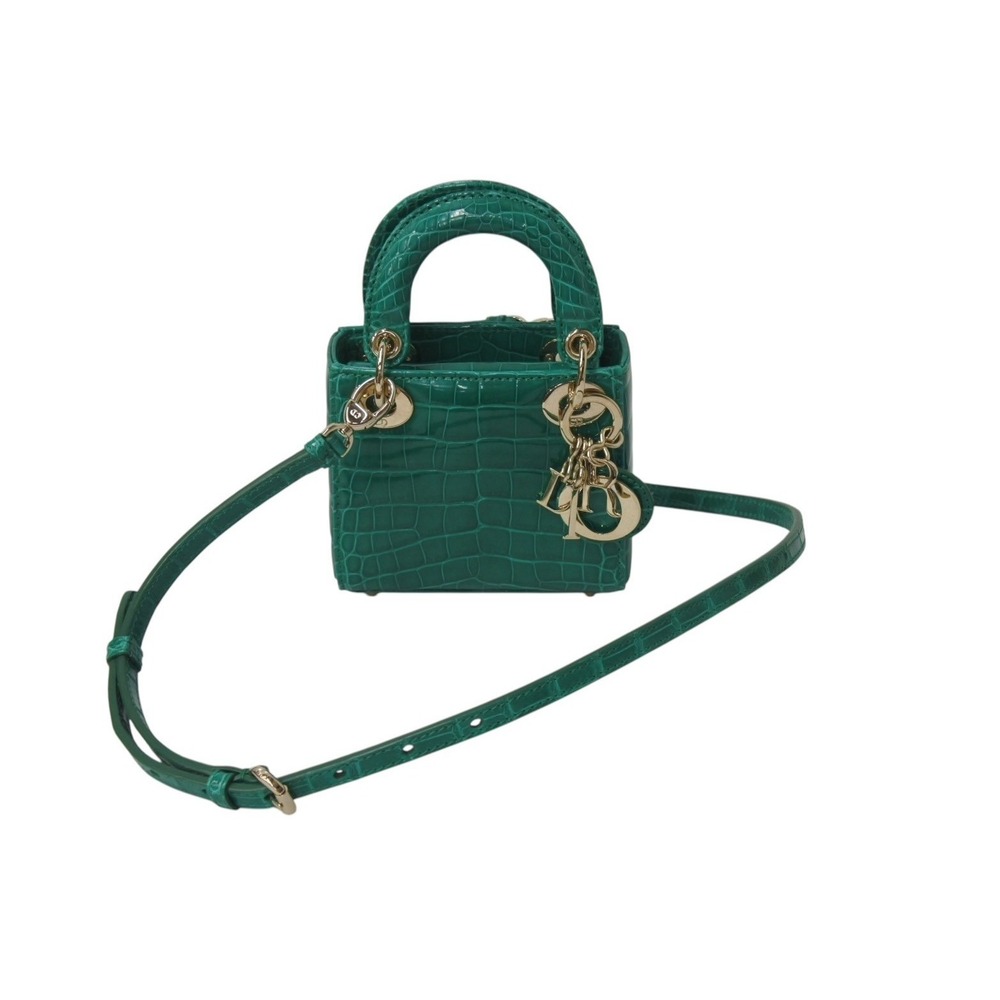 Dior Christian Green Shoulder Lady Crocodile Bag - Picture 1 of 8